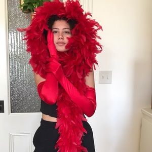 Vintage 80’s Cosplay Feather Boa Glove Set
